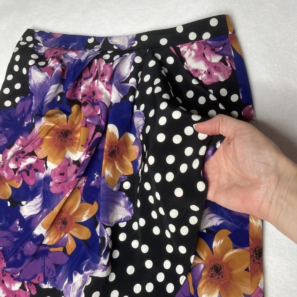Yoana Baraschi‎ Anthropologie Floral Polka Dot Pencil Skirt Women's 2 Purple